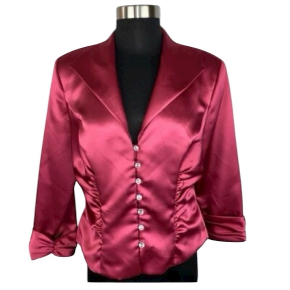 J.R. NITES Vintage Red Satin Blazer Size 8
